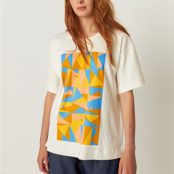 SKFK 100% cotton Geometric Print Tee - Cream - Picture 4 of 5